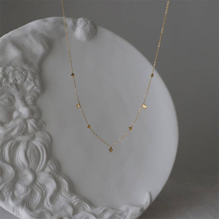 Dainty Star Layering Station Necklace in Stainless Steel