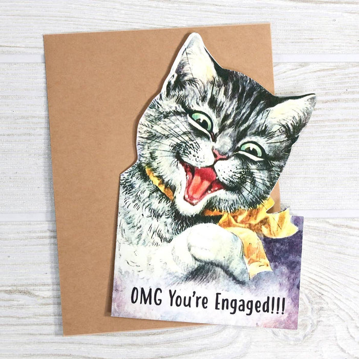 OMG You're Engaged!!! - Funny Cat Greeting Card