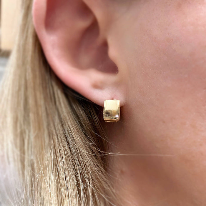 18k Gold Filled Square Clicker Earrings