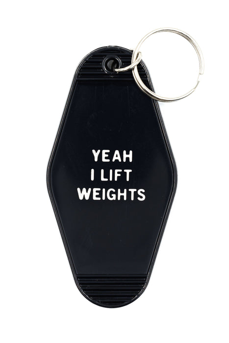 Yeah I Lift Weights Black Motel Style Keychain