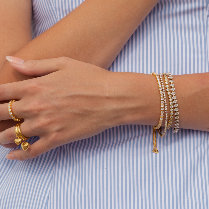 18K Gold Pull Tie Tennis Bracelet
