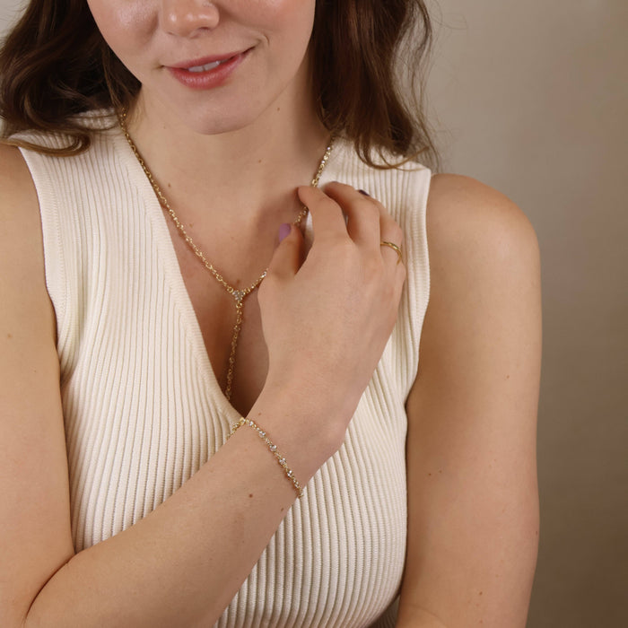 18k Gold Filled Round Bezel CZ Bracelet