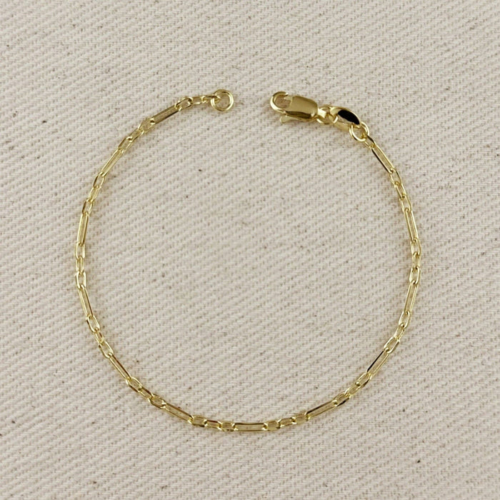 18k Gold Filled 2.1mm 3x1 Alternated Paperclip Bracelet