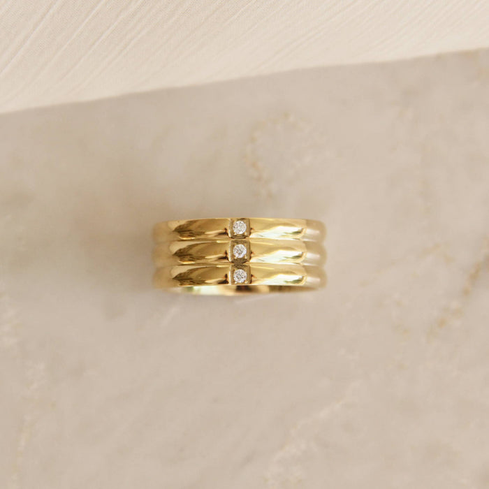 Layered 3 CZ Cigar Band Ring