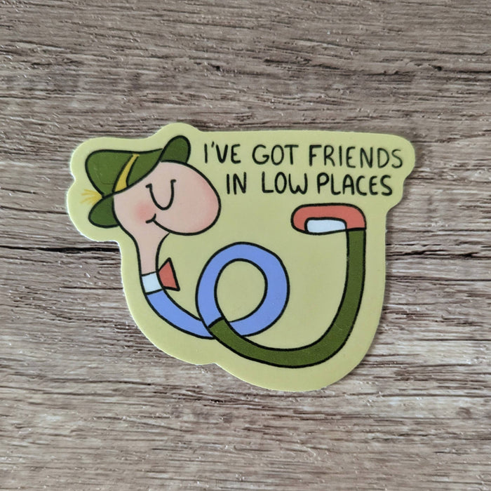 Friends In Lowly Places - Cute Richard Scarry Worm Sticker