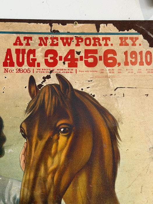Horse Salesman Sample Poster Early 1900s Sign Antique