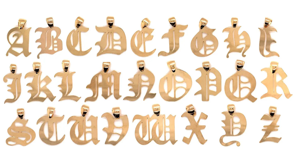18K Gold Filled Gothic Letter Pendant