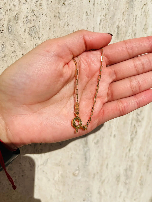 18K Gold Filled Paperclip Necklace w/ Bolt Ring