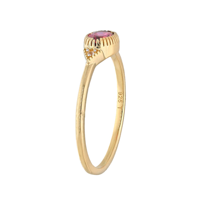 Gold Plated Over Silver Rhodolite Garnet Solitaire Ring