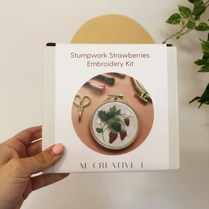 Stumpwork Strawberries - Hand Embroidery DIY Craft Kit