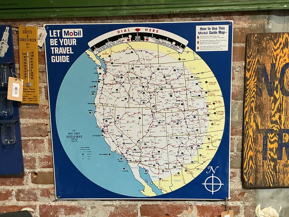 Mobil Service Station Dist-o-Map - Rare Vintage