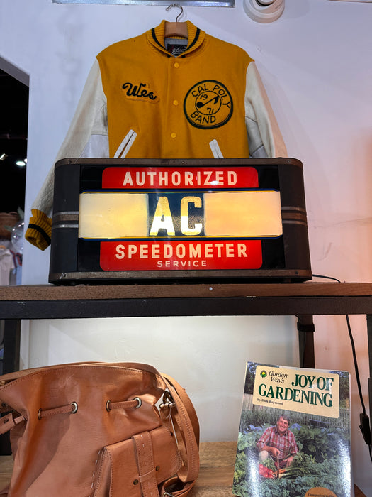 Rare 30s Authorized AC Speedometer Service Advertising Light Sign Deco