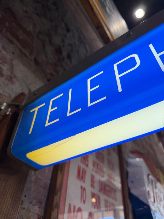 Vintage Telephone Light Up Double Sided Flange Sign