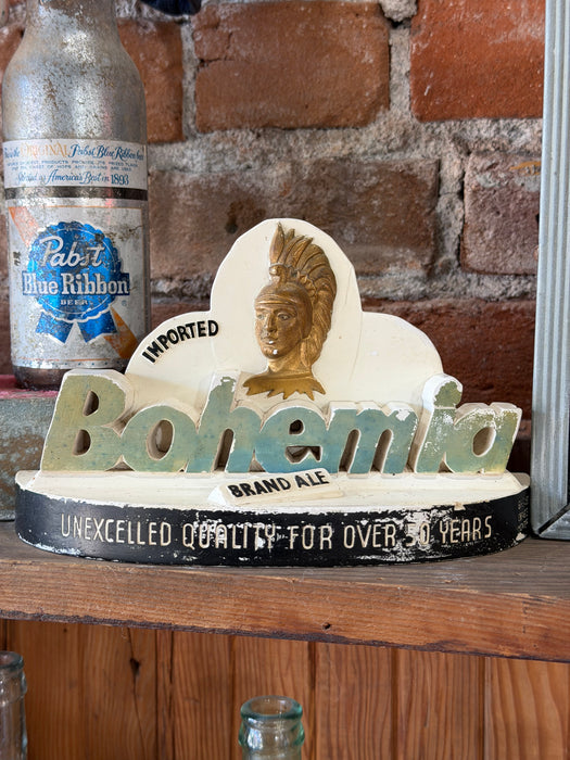 Vintage 1950s Bohemia Ale Beer Advertising Chalkware Sign Bar Back Store Display