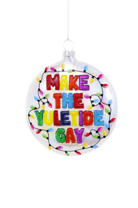 Make The Yuletide Gay Glass Ornament - White
