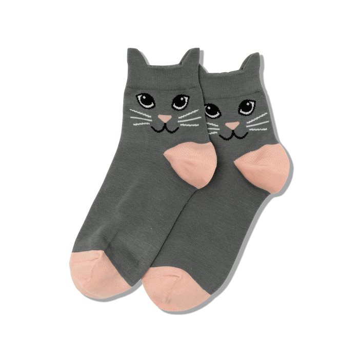 Cat Ear Ankle Socks Grey