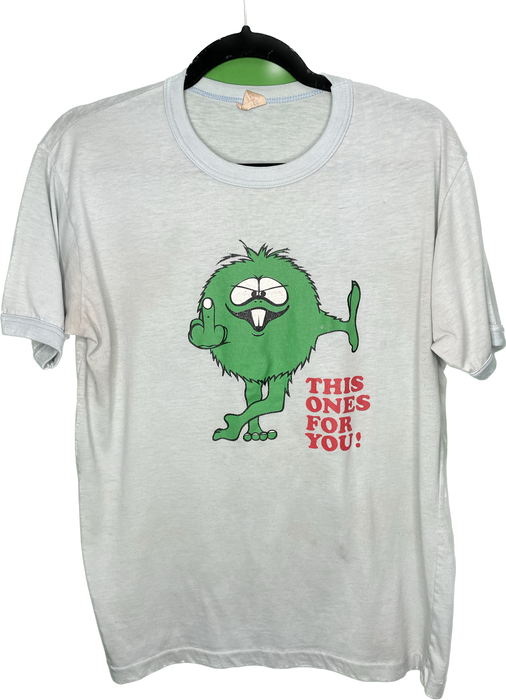 M/L 80s Humor This Ones For You Middle Finger T-Shirt