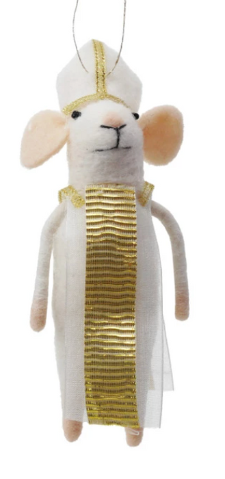 Handmade Felt Religious Mouse Ornament
