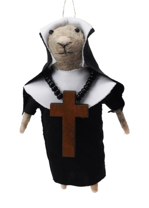 Handmade Felt Religious Mouse Ornament