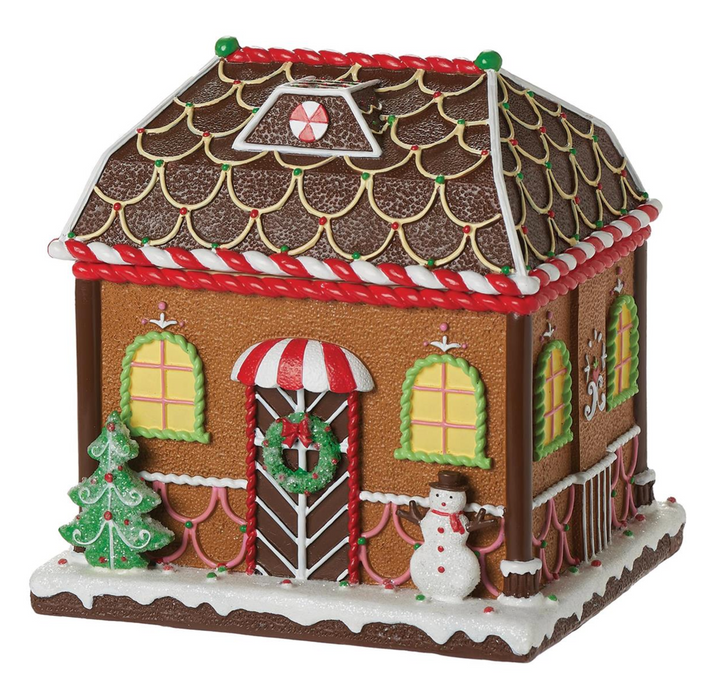 6.25" H Lighted Music Box - Gingerbread House