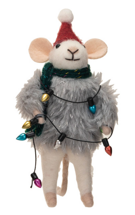 Wool Felt Mouse w/ Faux Fur Sweater