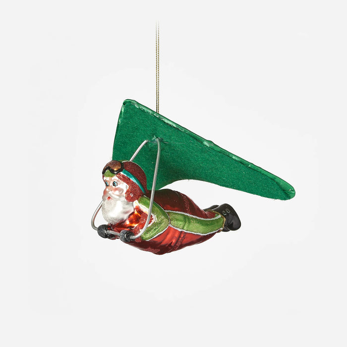 Santa Glider Glass Ornament