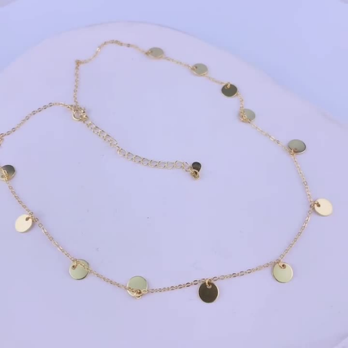 Dainty Round Charm Station Necklace in 925 Sterling Silver