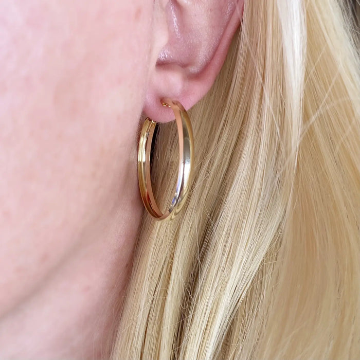 18K Gold Filled Hollow Continuous Hoops