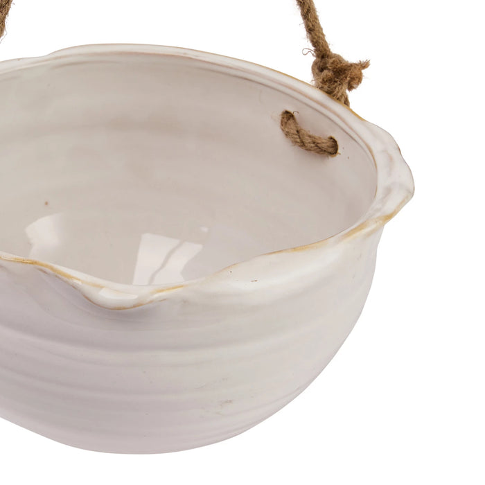 White Stoneware Hanging Planter