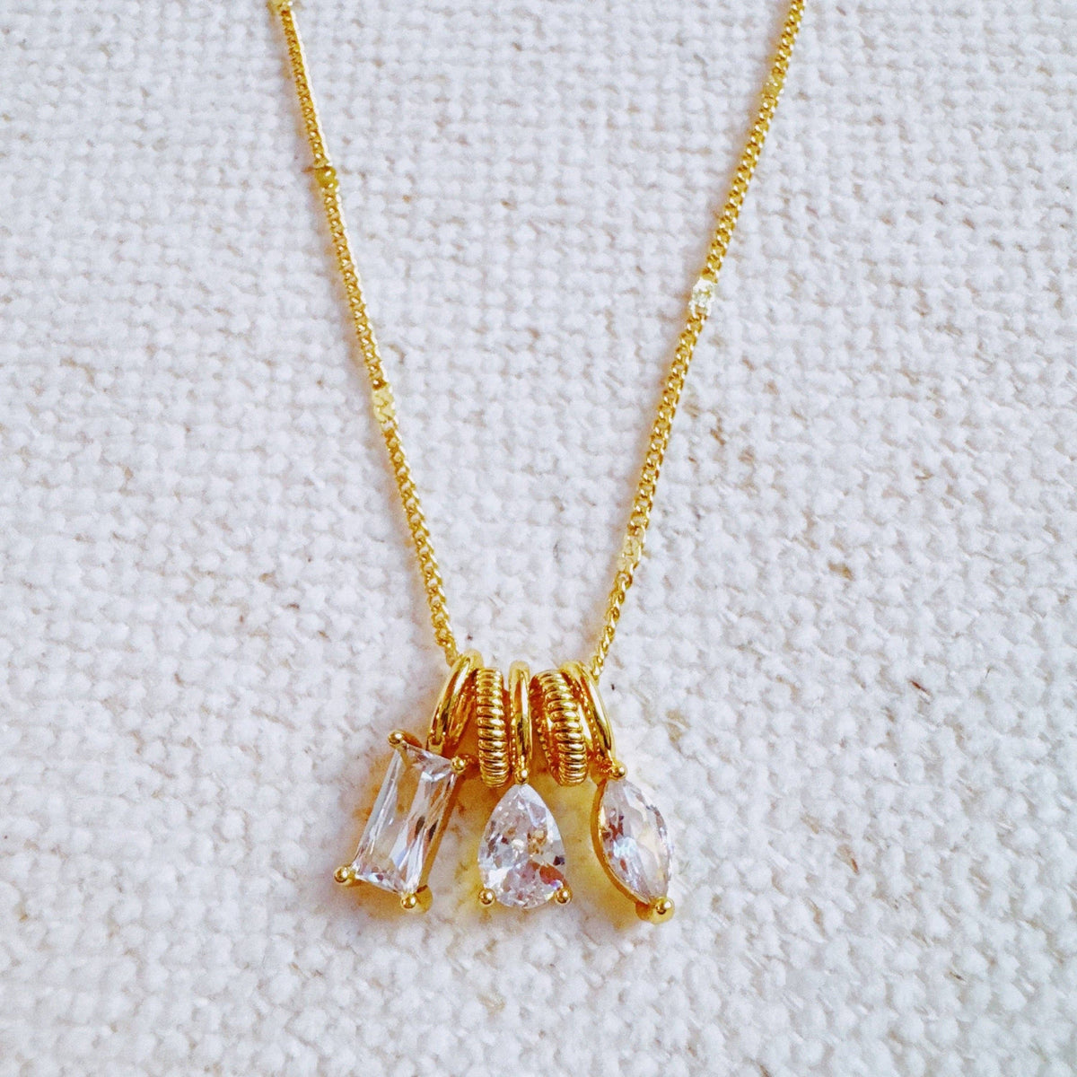 Trio Sparkle Stack Pendant Necklace — Blackwater