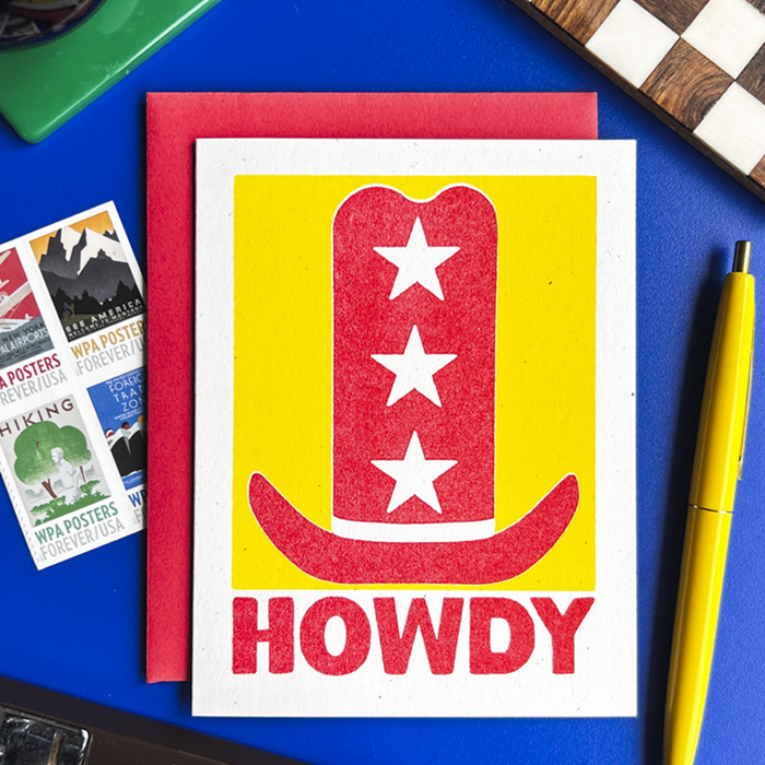 Howdy Hat - Risograph Card