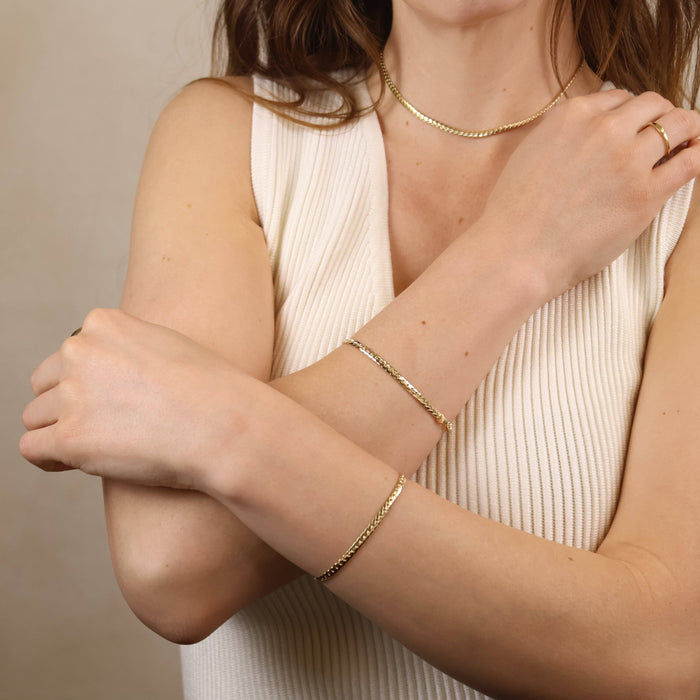 18K Gold Filled Diamond Cut Herringbone Bracelet