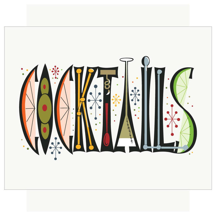 5'' x 7'' Cocktails Retro Greeting Card