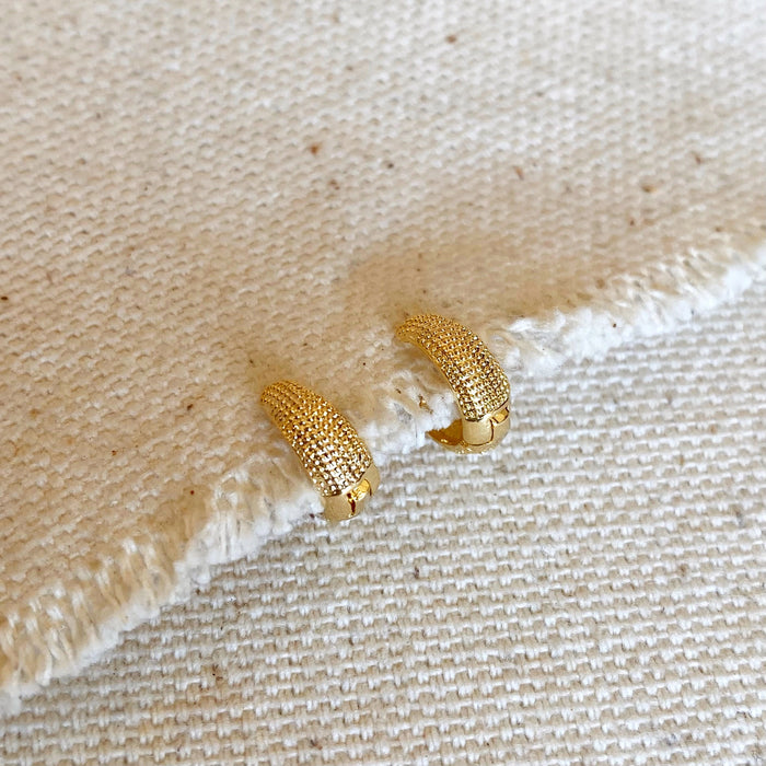 18k GF Tiny Textured Clicker Earrings