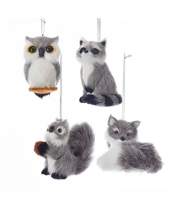 Plush Grey Woodland Critter Ornament