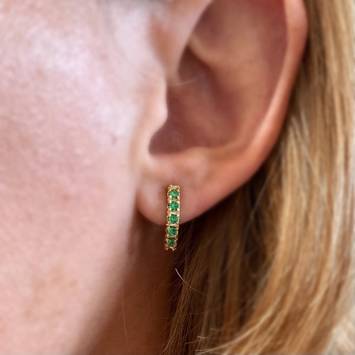 Emerald Curved Bar Earrings
