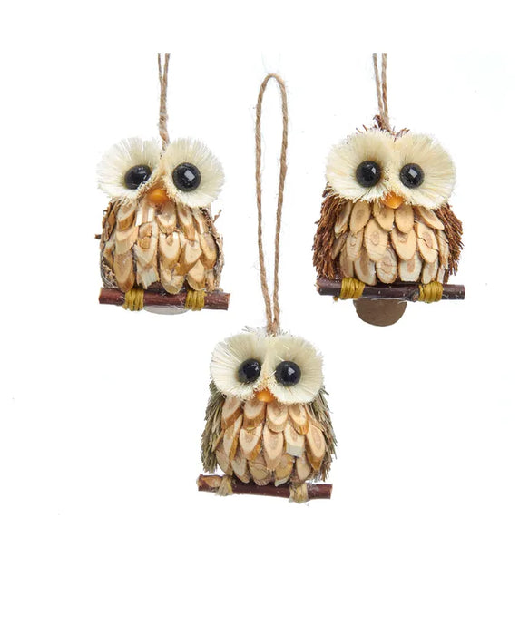 Owl Wood & Sisal Ornament