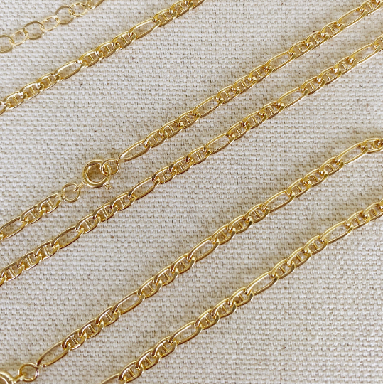 18k Gold Filled 3.5mm Figaro Mariner "Figarucci" Chain