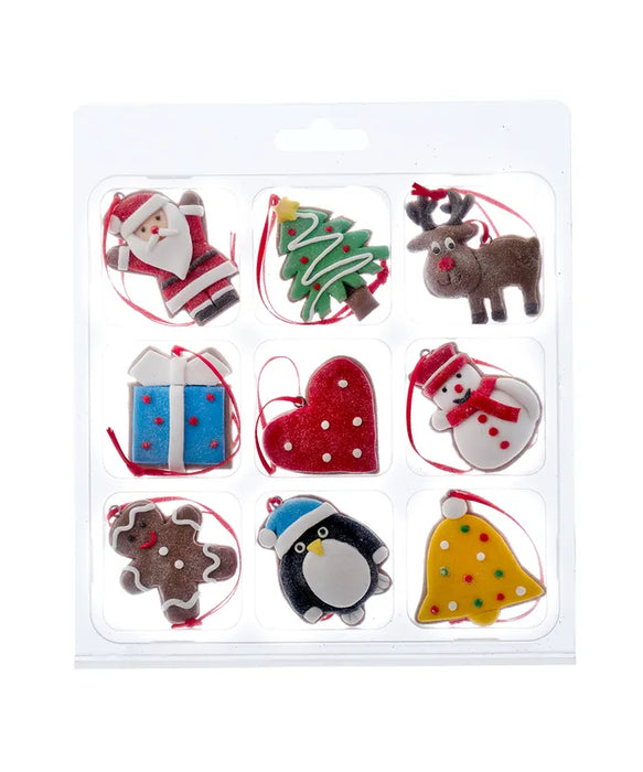 2" Miniature Christmas Shaped Ornaments -  Set of 9