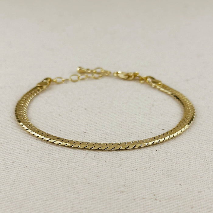 18K Gold Filled Diamond Cut Herringbone Bracelet