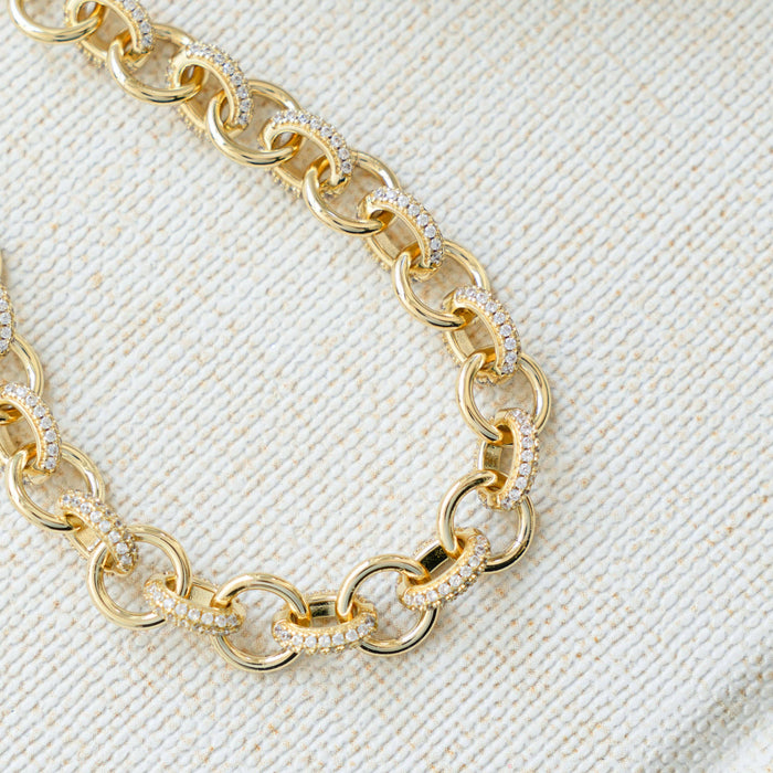 Round Pave Link Bracelet