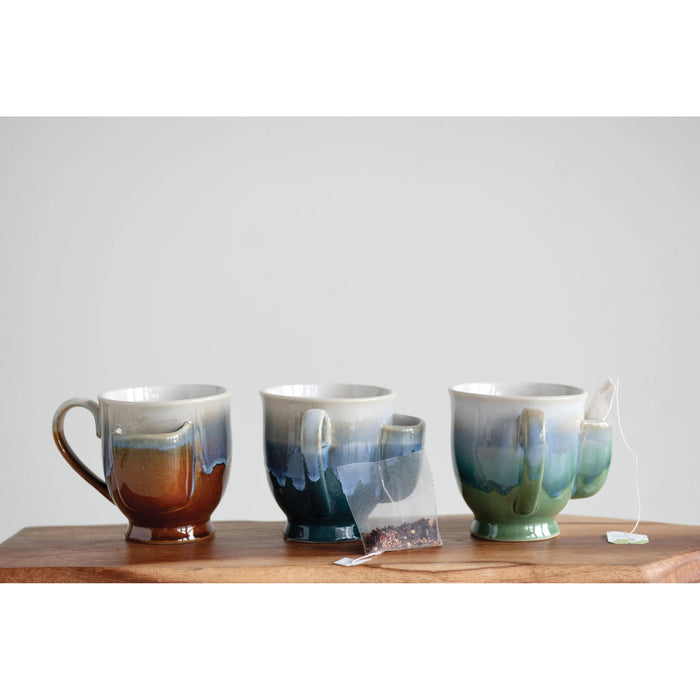 Rustic Stoneware Teabag Holder Mug