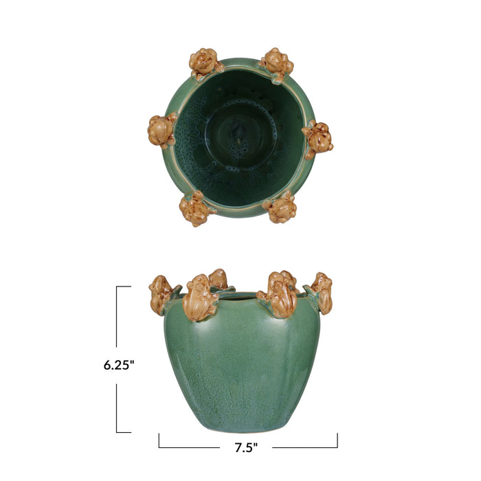 Stoneware Planter w/ Frogs
