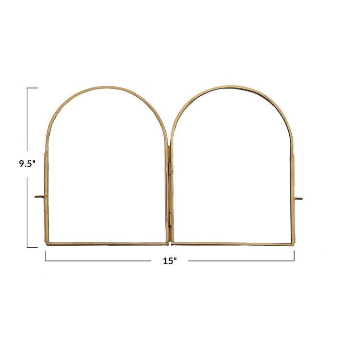 Brass & Glass Arched Photo Frame w/ 2 Sections