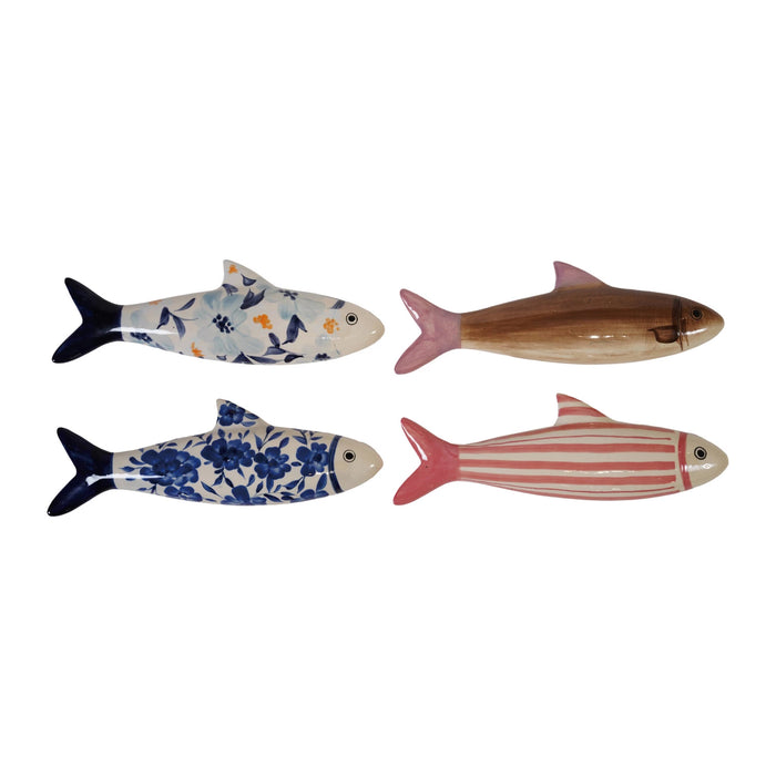 Hand-Painted Stoneware Fish Wall Hanger