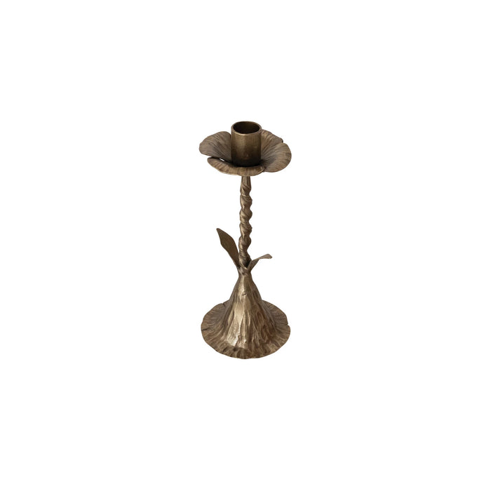 Hand-Forged Metal Flower Taper Holder