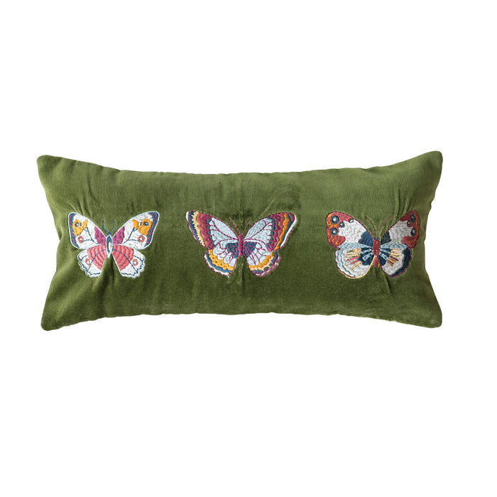 Cotton Velvet Butterfly Lumbar Pillow