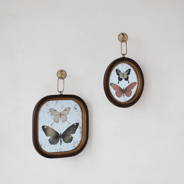 Wood Framed Antique Butterfly Mirror
