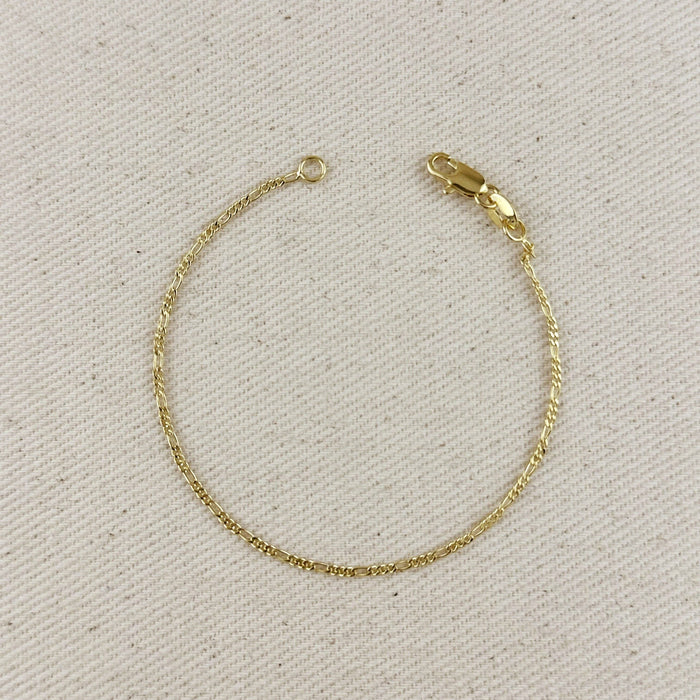 18k Gold Filled Rounded Figaro Chain Bracelet