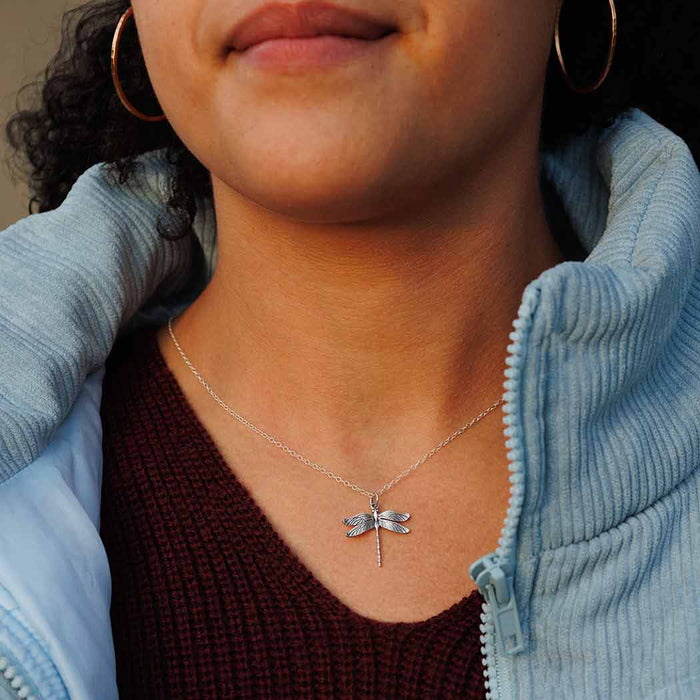 Sterling Silver 18 Inch Dragonfly Charm Necklace